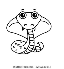 Children coloring book. Vector illustration of snake, cobra, in a cartoon style