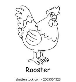 children coloring on the theme of animal vector, rooster