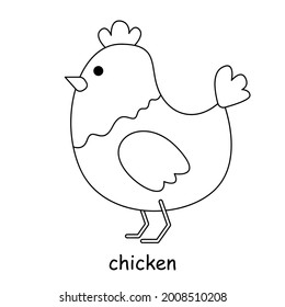children coloring on the theme of animal vector, chicken