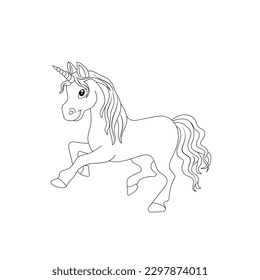 Children Coloring page design with cute unicorn Premium Vector