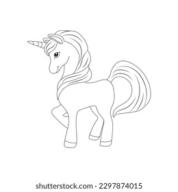 Children Coloring page design with cute unicorn Premium Vector
