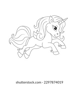 Children Coloring page design with cute unicorn Premium Vector