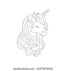 Children Coloring page design with cute unicorn Premium Vector