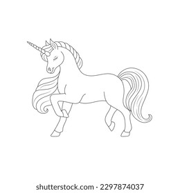 Children Coloring page design with cute unicorn Premium Vector