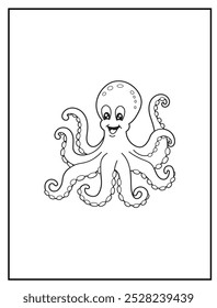 children coloring pages featuring a cute  octopus. children's coloring books, and educational materials.