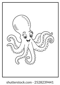 children coloring pages featuring a cute  octopus. children's coloring books, and educational materials.