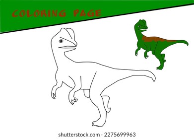 for children. Coloring Sketch of the Dilophosaurus Dinosaur on a white background. Vector illustration.