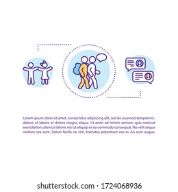 Children communication concept icon with text. Kids friendship. Classmates online chatting. PPT page vector template. Brochure, magazine, booklet design element with linear illustrations