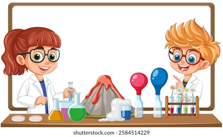 Children conducting exciting science experiments with enthusiasm