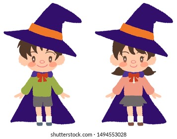 Children cosplaying as a wizard at Halloween