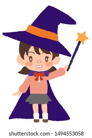 Children cosplaying as a wizard at Halloween