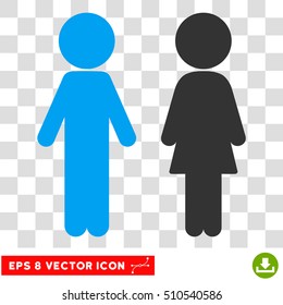 Children Couple EPS vector pictograph. Illustration style is flat iconic bicolor blue and gray symbol.