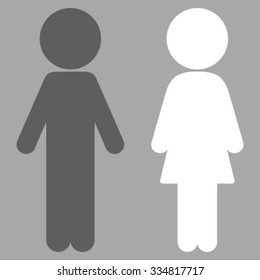 Children Couple vector icon. Style is bicolor flat symbol, dark gray and white colors, rounded angles, silver background.