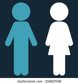 Children Couple vector icon. Style is bicolor flat symbol, blue and white colors, rounded angles, dark blue background.