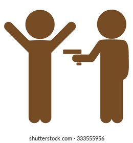 Children Crime vector icon. Style is flat symbol, brown color, rounded angles, white background.