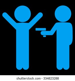 Children Crime vector icon. Style is flat symbol, blue color, rounded angles, black background.