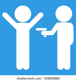 Children Crime vector icon. Style is flat symbol, white color, rounded angles, blue background.