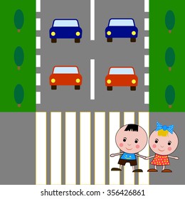 children cross the road