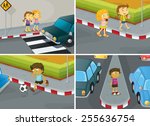 children crossing road