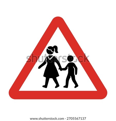 Children Crossing Symbol – Red Triangle Road Warning