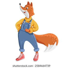 Children cute animal, cartoon fox