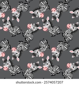 Children cute animals pattern. Zebra childish background. Vector illustration.