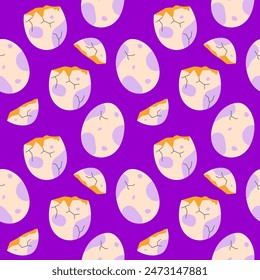 Children cute background. Seamless pattern with dinosaur eggs