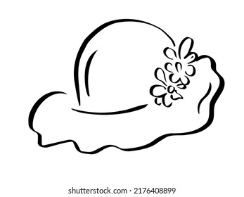 Los niños adoran el panama o sombrero de insolación. Accesorio para una chica. Ropa para chicas. Vector, ilustración.