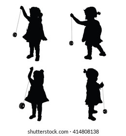 children cute with yo yo illustration silhouette