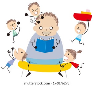 Children and dad
