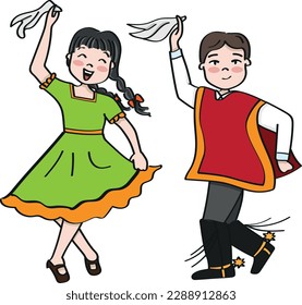 Children dancing cueca chilean traditional dance