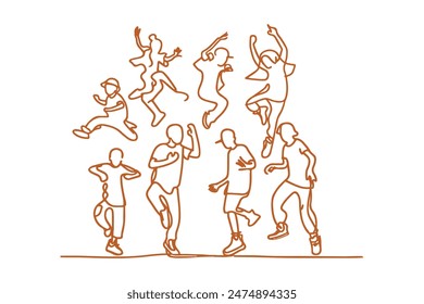 children dancing street dance, silhouette, featuring hip hop, break dance, jazz funk, rap, freestyle, with clean lines, bold colors, and a playful aesthetic.