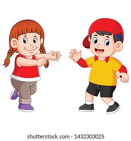 the children are dancing together with the happy face