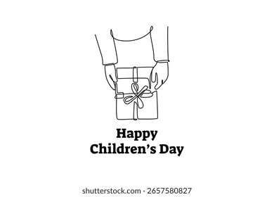 Concepto del día de los niños. Diseño de dibujo de línea única. Ilustración gráfica de Vector