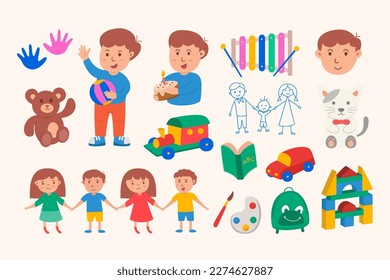 Conjunto de elementos de ilustración de Día secundario