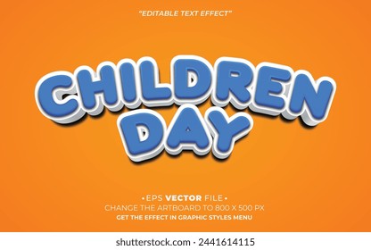 children day text effect 3d editable vector