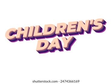 Día de los niños. Diseño de efectos de texto en buenos colores con estilo 3D