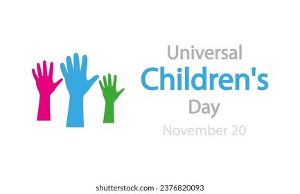 Children day universal hands typography, vector art illustration.
