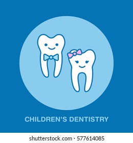 Children dentistry, orthodontics line icon. Dental care sign, smiling teeth. Health care thin linear symbol for dentist clinic