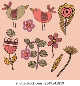 Children design elements with cute kind sticker characters.