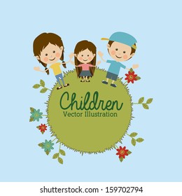 children design over blue background vector illustration