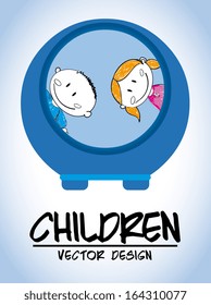 children design over blue background vector illustration 