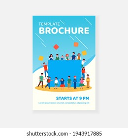 Children of different ages around blank banner. Schoolchildren, pupils, copy space flat vector illustration. Kids community, back to school concept for banner, website design or landing web page