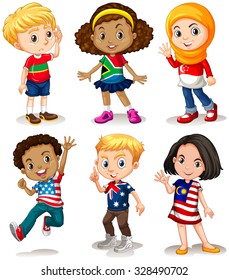 Children from different countries illustration