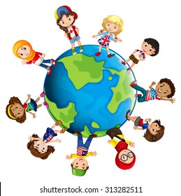 Children from different countries of the world illustration