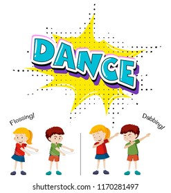 Children with different dance move illustration