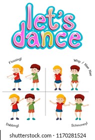 Children with different dance move illustration