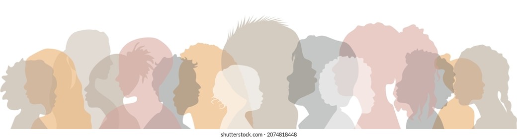 Children of different ethnicities stand side by side together. Flat vector illustration.	