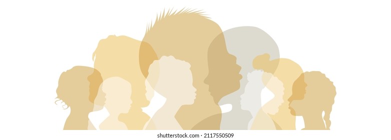 Children of different ethnicities stand side by side together. Flat vector illustration.