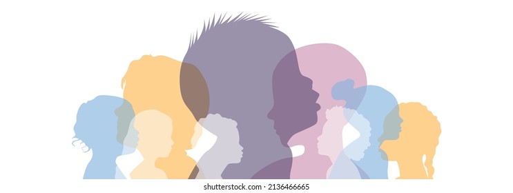 Children of different ethnicities stand side by side together. Flat vector illustration.